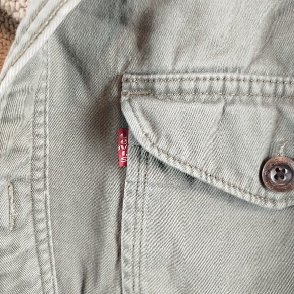 Levis Strauss Trucker Button Jacket Sherpa Lined Olive Green Mens Sz Large - Picture 9 of 15